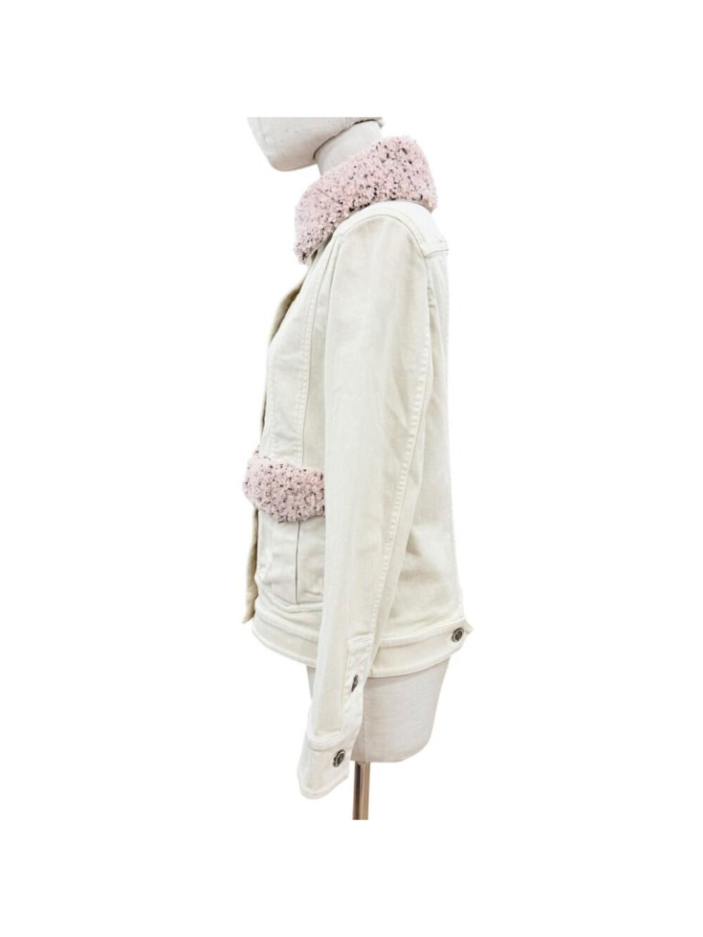 Chanel Mini Coco Button with Stone Fleece Denim Jacket Ivory 34 - Picture 3 of 13
